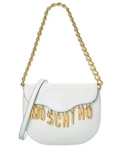MOSCHINO Logo Lettering Embossed Leather Hobo Bag Women