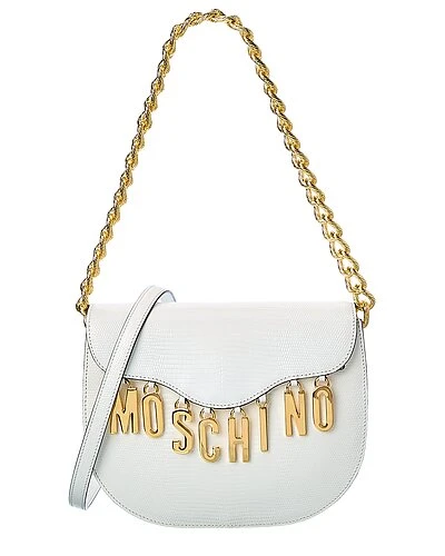 MOSCHINO Logo Lettering Embossed Leather Hobo Bag Women