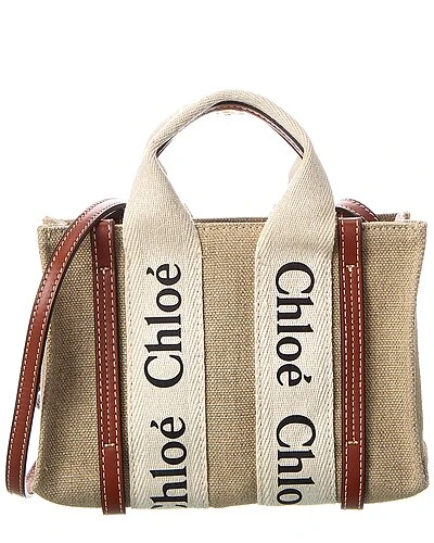 Chloé Woody Mini Canvas & Leather Tote Women