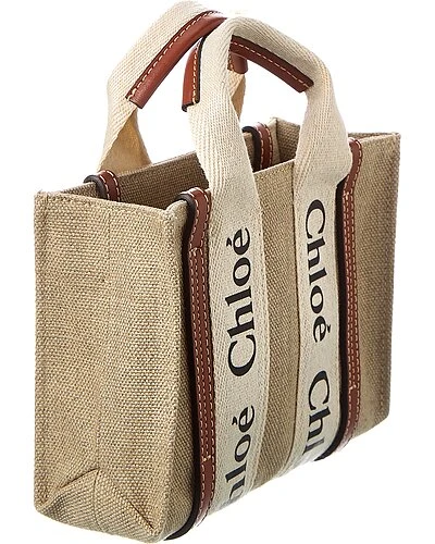 Chloé Woody Mini Canvas & Leather Tote Women - Image 3