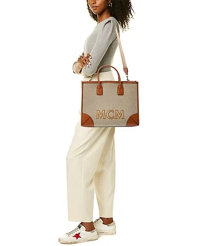 MCM Munchen Canvas & Leather Tote Women - Image 4