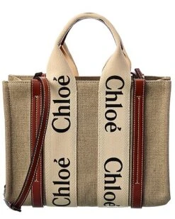 Chloé Woody Small Canvas & Leather Tote Women