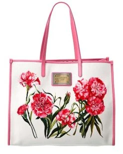 Dolce & Gabbana Floral Print Canvas & Leather Shopper Tote Women