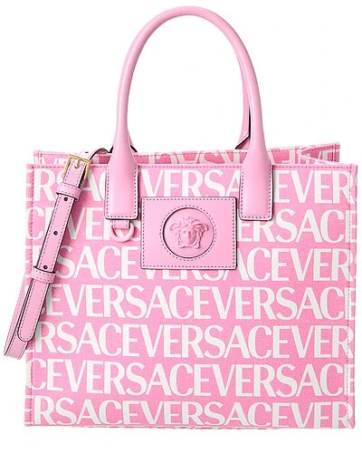 Versace Logo Canvas & Leather Tote Women