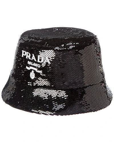 Prada Logo Sequin Silk-Blend Bucket Hat Women