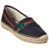 Gucci Interlocking G Embroidered Canvas & Leather Espadrille Women