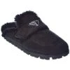 Prada Logo Suede & Shearling Slipper Women