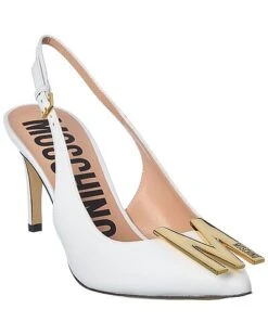 MOSCHINO M Logo Leather Slingback Pump Women