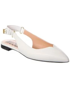 MOSCHINO Logo Leather Slingback Flat Women