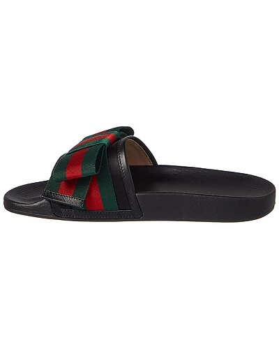 Gucci Web Bow Satin & Rubber Slide Women - Image 2