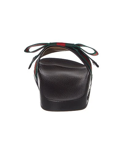 Gucci Web Bow Satin & Rubber Slide Women - Image 3