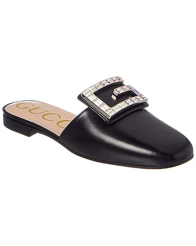 Gucci Crystal G Leather Slipper Women