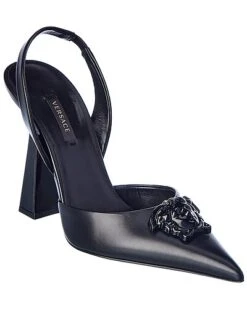 Versace La Medusa Leather Slingback Pump Women