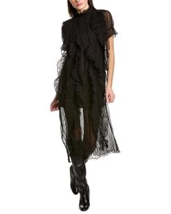 Gauzy Chiffon Ruffle Midi Dress Women