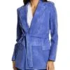 THEORY Small Belted Leather Blazer Women