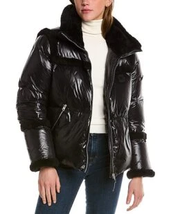 Mackage Miya Shearling-Trim Puffer Jacket Women