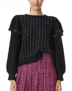 Alice + Olivia Rosi Cable Knit Wool Sweater Women