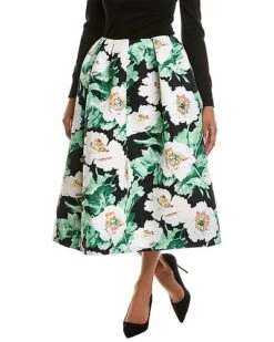Oscar De La Renta De La Renta Vintage Poppies Faille Silk-Lined Midi Skirt Women