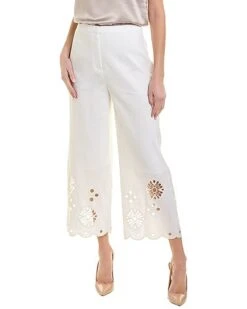 Elie Tahari Mbroidered Linen-Blend Pant Women