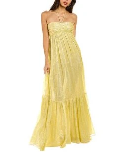 Halston Reia Lurex Chiffon Halter Silk-Blend Gown Women