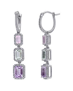 14K 3.90 Ct. Tw. Diamond & Gemstone Earrings Women