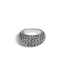 Classic Chain Silver Graduated Dome Ring Women