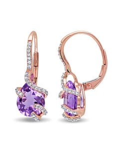 10K Rose Gold 4.20 Ct. Tw. Diamond & Amethyst Earrings Women