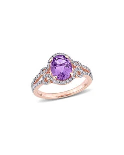 14K Rose Gold 2.33 Ct. Tw. Diamond & Amethyst Ring Women