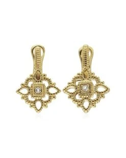 La Petite 14K Over Silver White Topaz Filigree Earrings Women